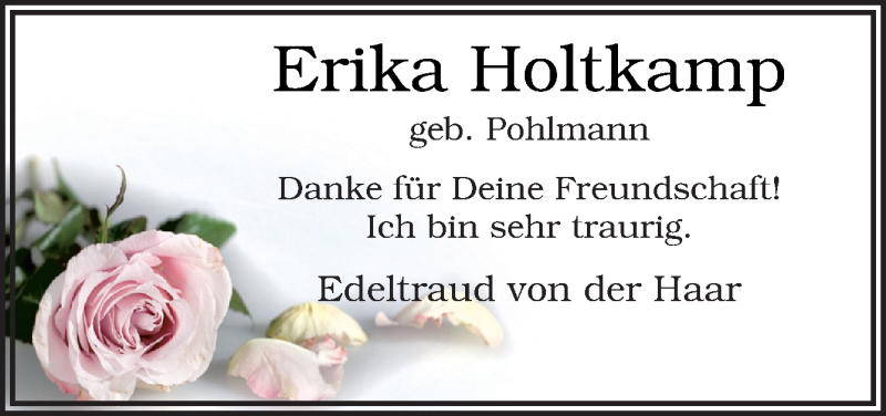  Traueranzeige für Erika Holtkamp vom 23.01.2019 aus Neue Osnabrücker Zeitung GmbH & Co. KG