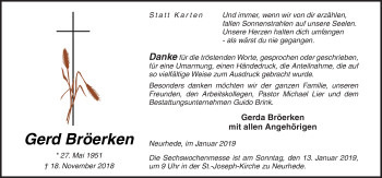 Traueranzeige von Gerda Bröerken von Neue Osnabrücker Zeitung GmbH & Co. KG