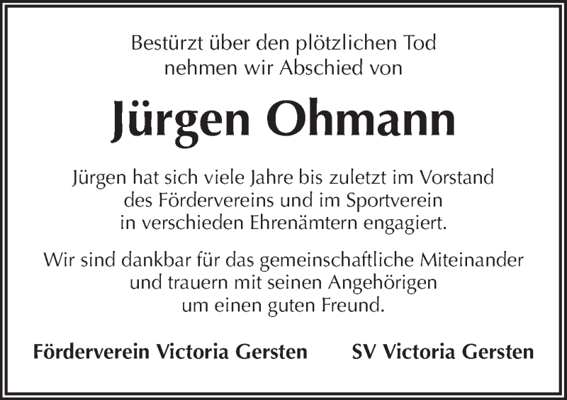  Traueranzeige für Jürgen Ohmann vom 25.01.2019 aus Neue Osnabrücker Zeitung GmbH & Co. KG