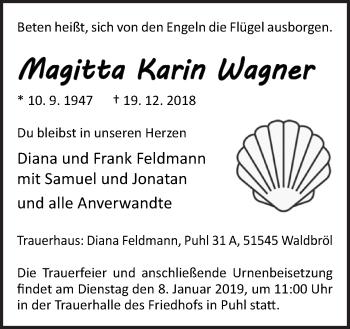 Traueranzeige von Magitta Karin Wagner von Neue Osnabrücker Zeitung GmbH & Co. KG