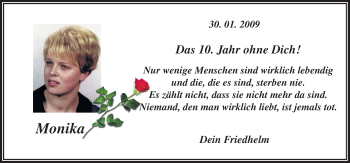 Traueranzeige von Monika  von Neue Osnabrücker Zeitung GmbH & Co. KG