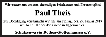 Traueranzeige von Paul Theis von Neue Osnabrücker Zeitung GmbH & Co. KG