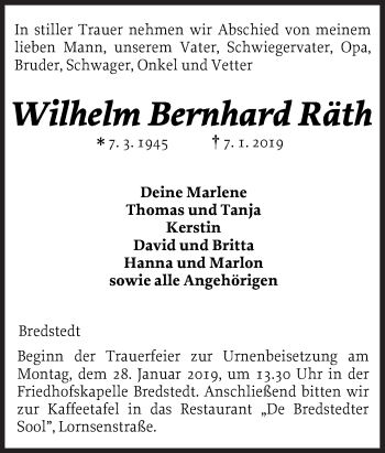 Traueranzeige von Wilhelm Bernhard Räth von Neue Osnabrücker Zeitung GmbH & Co. KG