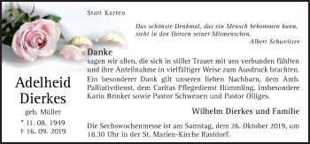 Traueranzeige von Adelheid Dierkes von Neue Osnabrücker Zeitung GmbH & Co. KG