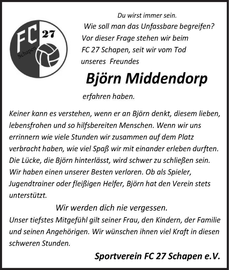  Traueranzeige für Björn Middendorp vom 05.10.2019 aus Neue Osnabrücker Zeitung GmbH & Co. KG