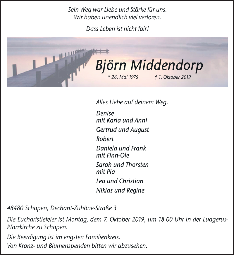  Traueranzeige für Björn Middendorp vom 04.10.2019 aus Neue Osnabrücker Zeitung GmbH & Co. KG