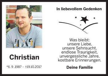 Traueranzeige von Christian Wohkittel von Neue Osnabrücker Zeitung GmbH & Co. KG