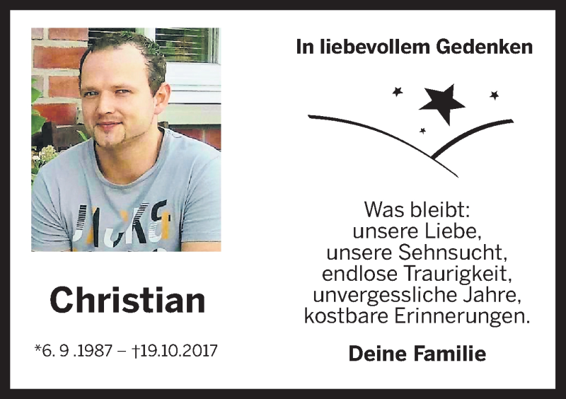  Traueranzeige für Christian Wohkittel vom 19.10.2019 aus Neue Osnabrücker Zeitung GmbH & Co. KG