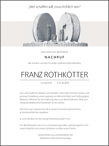 Traueranzeige von Franz Rothkötter von Neue Osnabrücker Zeitung GmbH & Co. KG