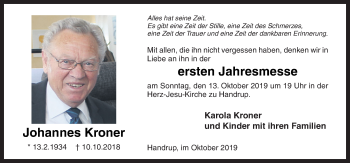 Traueranzeige von Johannes Kroner von Neue Osnabrücker Zeitung GmbH & Co. KG