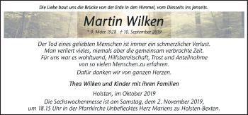 Traueranzeige von Martin Wilken von Neue Osnabrücker Zeitung GmbH & Co. KG
