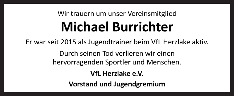 Traueranzeige für Michael Burrichter vom 19.10.2019 aus Neue Osnabrücker Zeitung GmbH & Co. KG