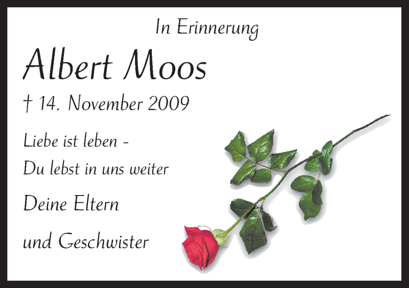  Traueranzeige für Albert Moos vom 14.11.2019 aus Neue Osnabrücker Zeitung GmbH & Co. KG