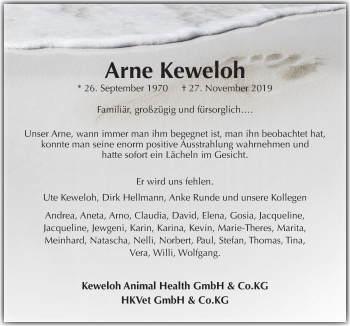 Traueranzeige von Arne Keweloh von Neue Osnabrücker Zeitung GmbH & Co. KG