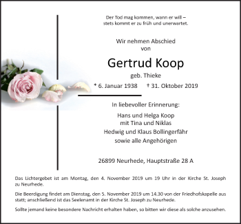 Traueranzeige von Gertrud Koop von Neue Osnabrücker Zeitung GmbH & Co. KG