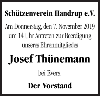 Traueranzeige von Josef Thünemann von Neue Osnabrücker Zeitung GmbH & Co. KG