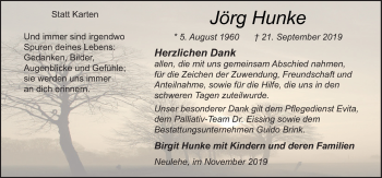 Traueranzeige von Jörg Hunke von Neue Osnabrücker Zeitung GmbH & Co. KG