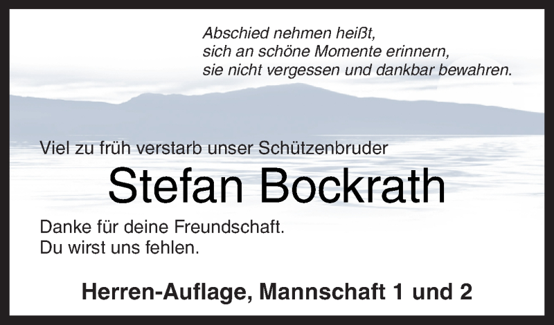  Traueranzeige für Stefan Bockrath vom 12.11.2019 aus Neue Osnabrücker Zeitung GmbH & Co. KG