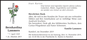 Traueranzeige von Bernhardina Lammers von Neue Osnabrücker Zeitung GmbH & Co. KG