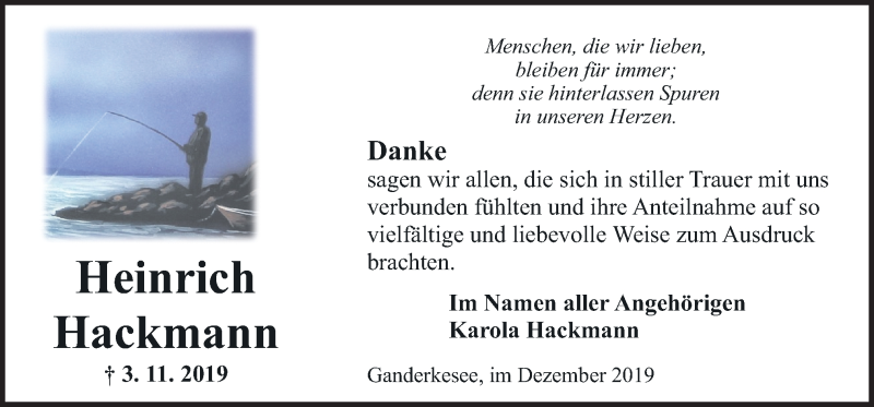  Traueranzeige für Heinrich Hackmann vom 21.12.2019 aus Neue Osnabrücker Zeitung GmbH & Co. KG
