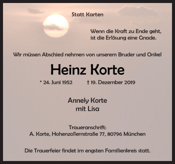 Traueranzeige von Heinz Korte von Neue Osnabrücker Zeitung GmbH & Co. KG