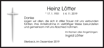 Traueranzeige von Heinz Lötter von Neue Osnabrücker Zeitung GmbH & Co. KG