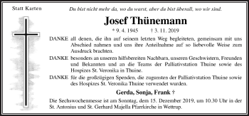 Traueranzeige von Josef Thünemann von Neue Osnabrücker Zeitung GmbH & Co. KG