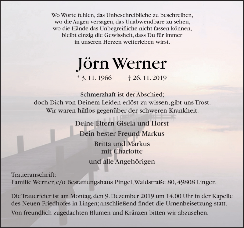  Traueranzeige für Jörn Werner vom 04.12.2019 aus Neue Osnabrücker Zeitung GmbH & Co. KG