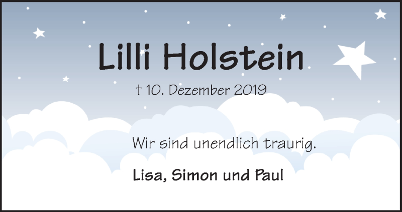  Traueranzeige für Lilli Holstein vom 14.12.2019 aus Neue Osnabrücker Zeitung GmbH & Co. KG