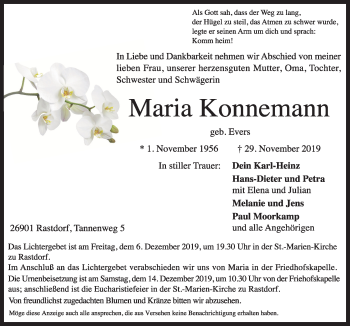 Traueranzeige von Maria Konnemann von Neue Osnabrücker Zeitung GmbH & Co. KG