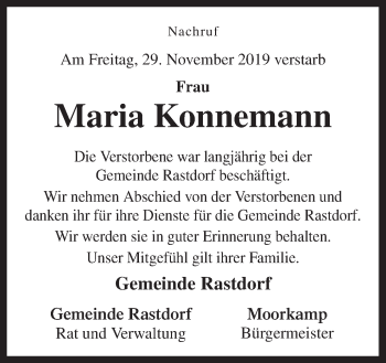 Traueranzeige von Maria Konnemann von Neue Osnabrücker Zeitung GmbH & Co. KG