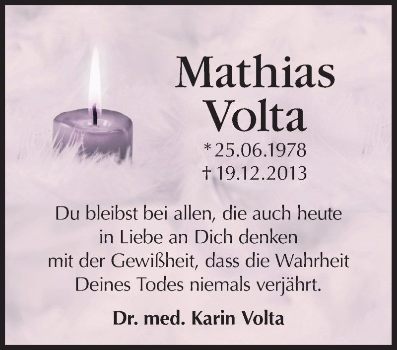  Traueranzeige für Mathias Volta vom 21.12.2019 aus Neue Osnabrücker Zeitung GmbH & Co. KG