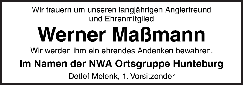  Traueranzeige für Werner Maßmann vom 06.12.2019 aus Neue Osnabrücker Zeitung GmbH & Co. KG