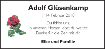 Traueranzeige von Adolf Glüsenkamp von Neue Osnabrücker Zeitung GmbH & Co. KG