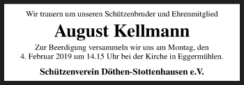 Traueranzeige von August Kellmann von Neue Osnabrücker Zeitung GmbH & Co. KG