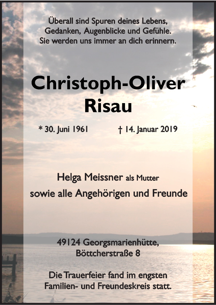  Traueranzeige für Christoph-Oliver Risau vom 08.02.2019 aus Neue Osnabrücker Zeitung GmbH & Co. KG