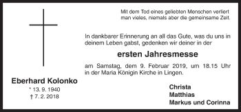 Traueranzeige von Eberhard Kolonko von Neue Osnabrücker Zeitung GmbH & Co. KG