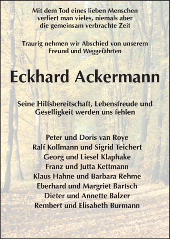 Traueranzeige von Eckhard Ackermann von Neue Osnabrücker Zeitung GmbH & Co. KG