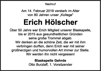 Traueranzeige von Erich Hölscher von Neue Osnabrücker Zeitung GmbH & Co. KG