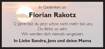 Traueranzeigen Von Florian Rakotz | Noz Trauerportal