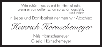 Traueranzeige von Heinrich Hörnschemeyer von Neue Osnabrücker Zeitung GmbH & Co. KG