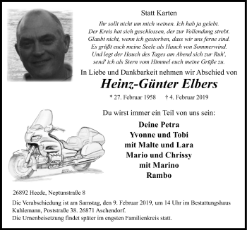 Traueranzeige von Heinz-Günter Elbers von Neue Osnabrücker Zeitung GmbH & Co. KG