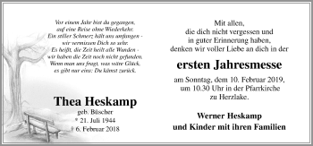 Traueranzeige von Thea Heskamp von Neue Osnabrücker Zeitung GmbH & Co. KG