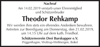Traueranzeige von Theodor Rehkamp von Neue Osnabrücker Zeitung GmbH & Co. KG