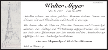 Traueranzeige von Walter Meyer von Neue Osnabrücker Zeitung GmbH & Co. KG