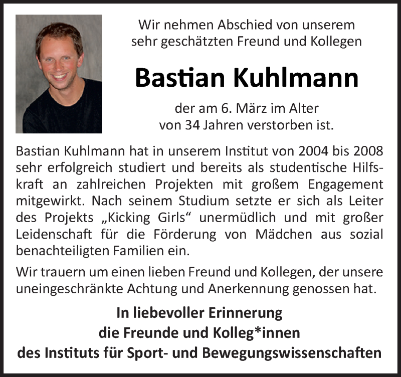  Traueranzeige für Bastian Kuhlmann vom 14.03.2019 aus Neue Osnabrücker Zeitung GmbH & Co. KG