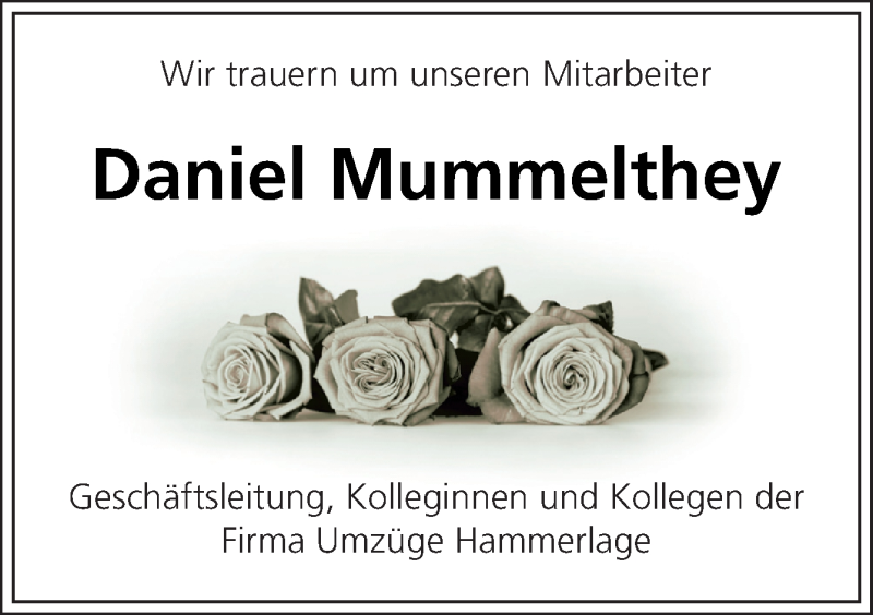  Traueranzeige für Daniel Mummelthey vom 30.03.2019 aus Neue Osnabrücker Zeitung GmbH & Co. KG