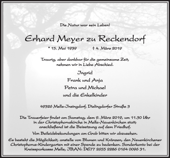 Traueranzeige von Erhard Meyer zu Reckendorf von Neue Osnabrücker Zeitung GmbH & Co. KG