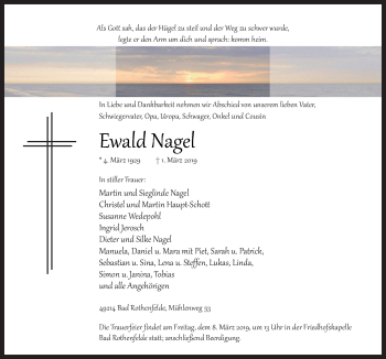 Traueranzeige von Ewald Nagel von Neue Osnabrücker Zeitung GmbH & Co. KG
