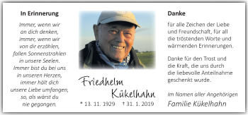 Traueranzeige von Friedhelm Kükelhahn von Neue Osnabrücker Zeitung GmbH & Co. KG